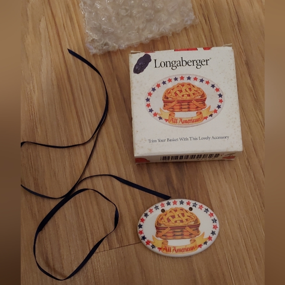 Vintage Longaberger Tie On Basket Accessory All American Cherry Pie 1998 Unused
